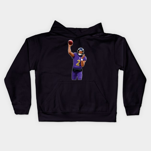 Tyler Huntley #2 Throw The Ball Kids Hoodie by GuardWall17